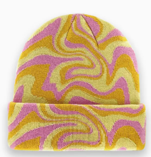 psychedelic swirl knit beanie