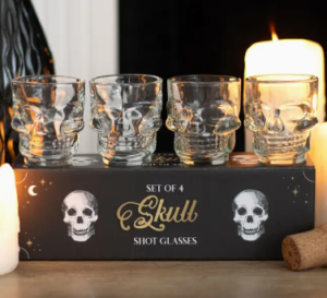 Set of 4 skull shot glasses