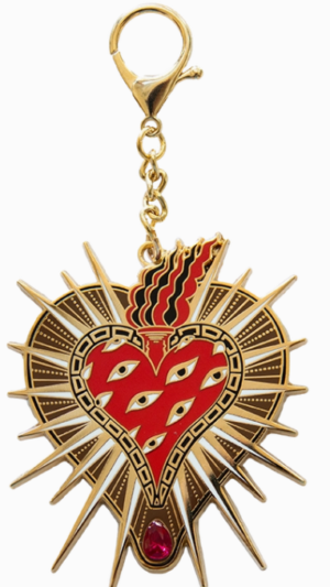 18k gold sacred heart purse charm