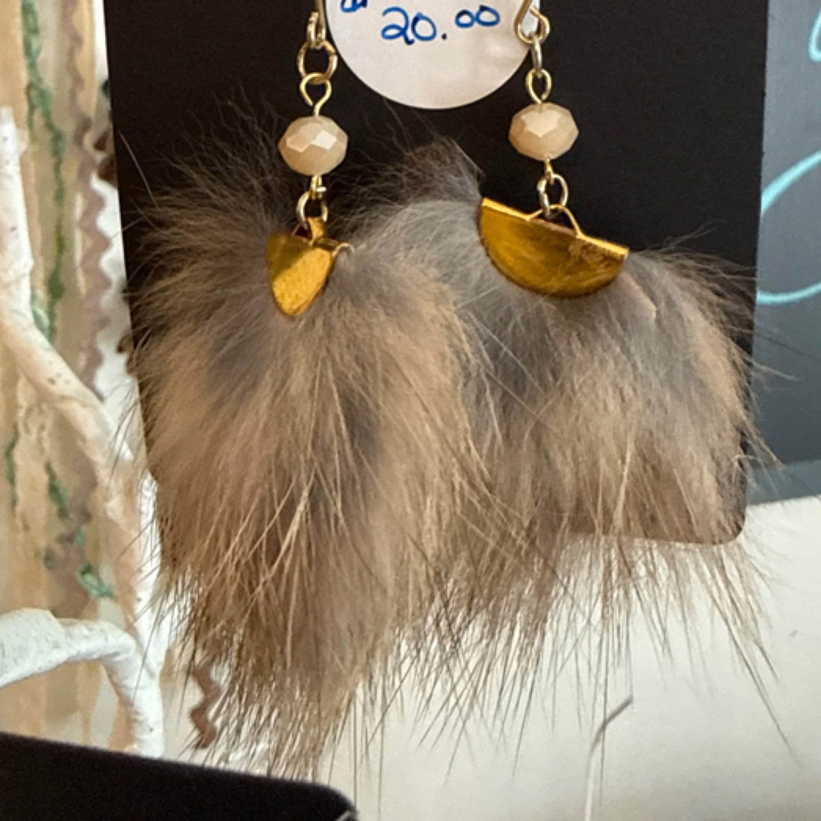026-rabbit fur earrings