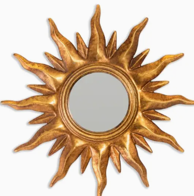 antique gold sunburst framed small convex mirror
