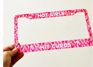 hot girls hit curbs license plate cover