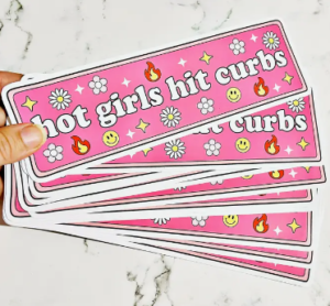 hot girls hit curbs bumper sticker