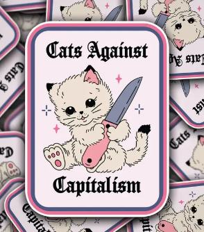 cats against capitalism sticker