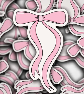 long pink bow sticker