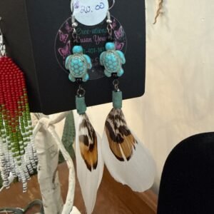 013-turtle+feather earrings