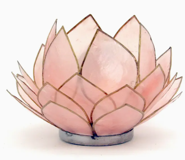 Peach capiz lotus bulb candle holder