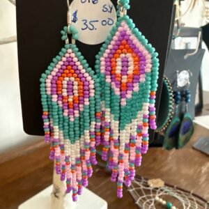 016- multicolour pink + blue earrings