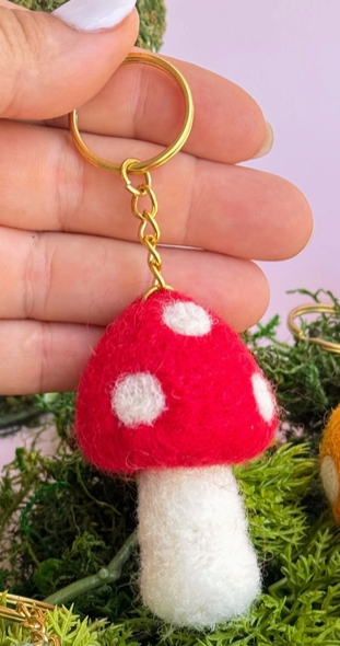 felt mushroom keychain