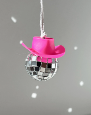 pink disco cowboy car ornament
