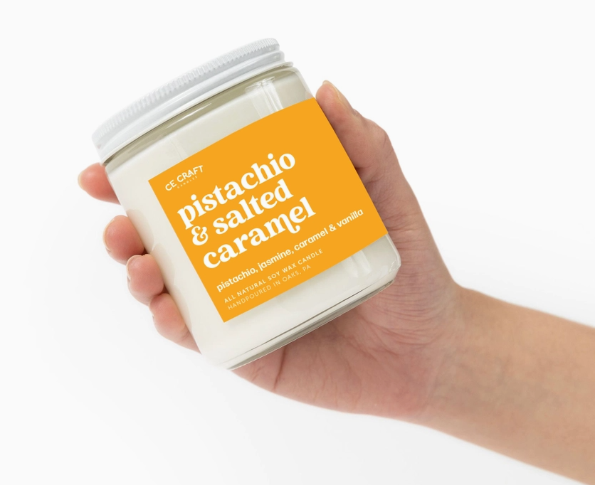 pistachio and salted caramel candle