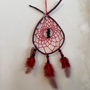 033- mini red wood dream catcher
