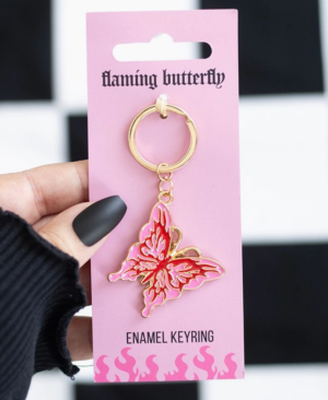 flaming butterfly keyring