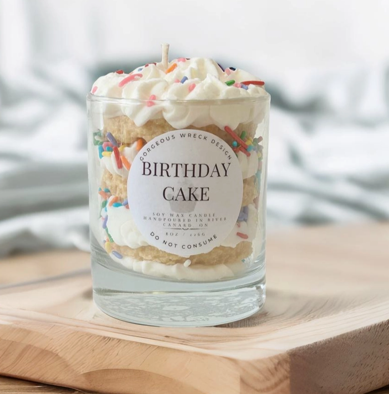 birthday cake desert candle