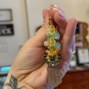 Glass and aquamarine keychain #6