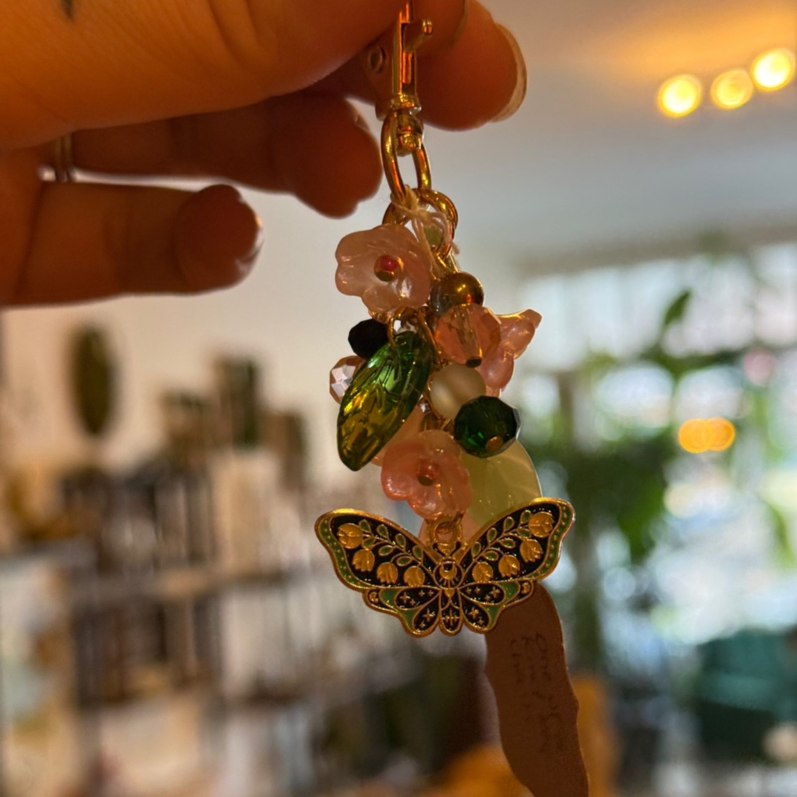 Glass and metal keychain #1