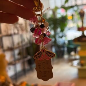 Glass and metal keychain #3