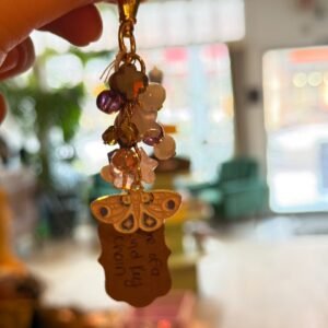 Glass, howlite,adventurine, and aquamarine keychain #4