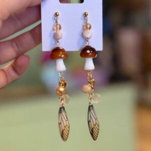 Mushroom w butterfly wing earrings #SL002