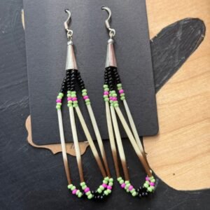 Beaded quill earrings- 038