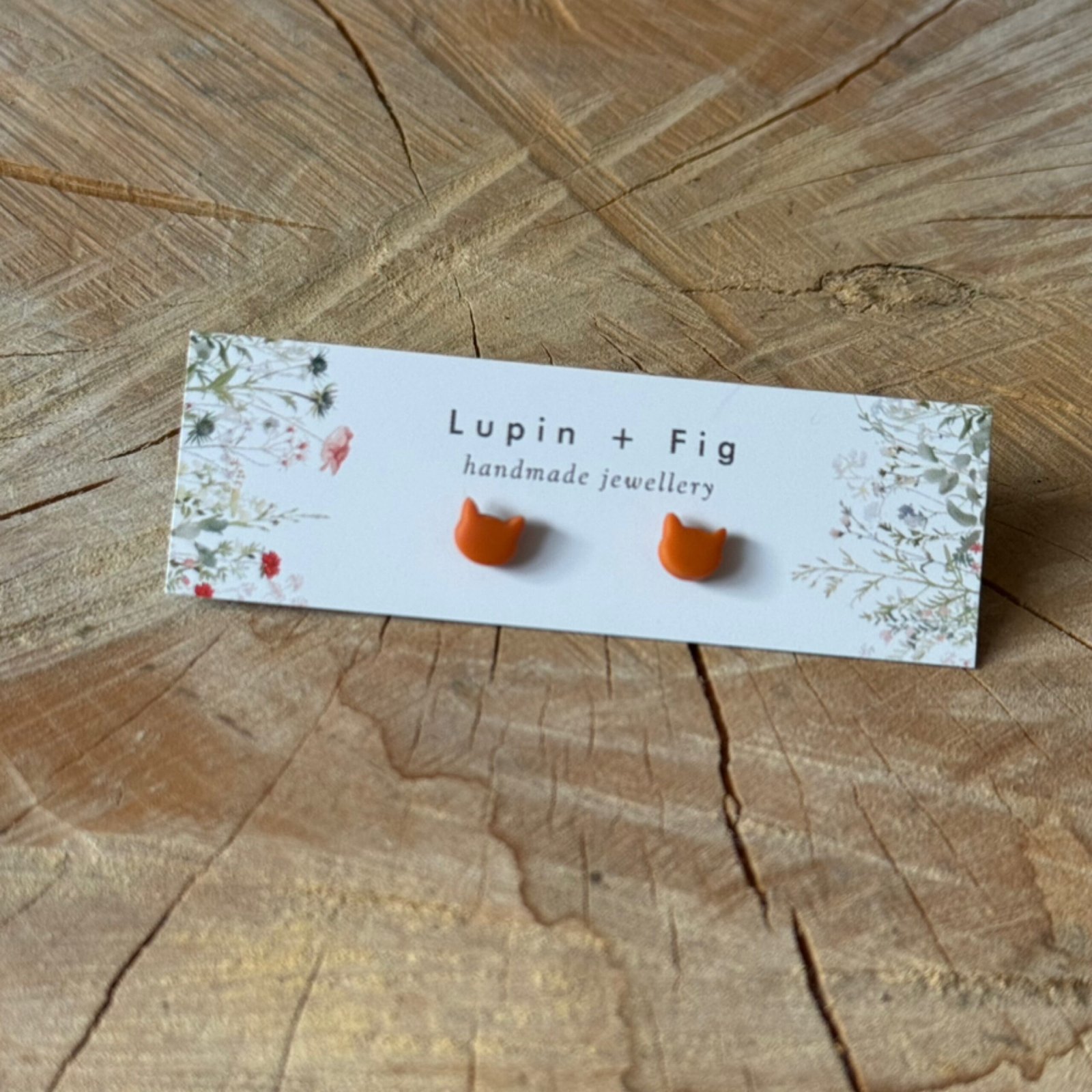 cat shaped polymer clay stud earrings