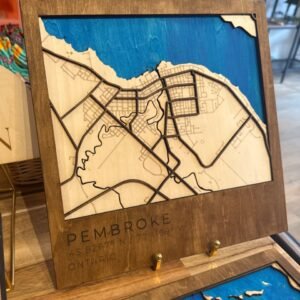 Large wooden laser engraved Pembroke map