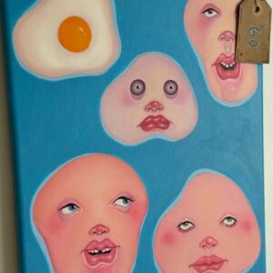 fried egg faces painting