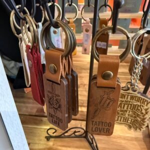 Leather plaid penguin keychains