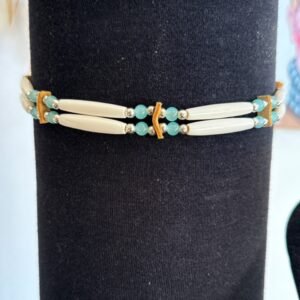 Bone and blue bead choker