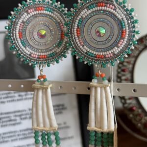 053- opalite and bone beaded earrings