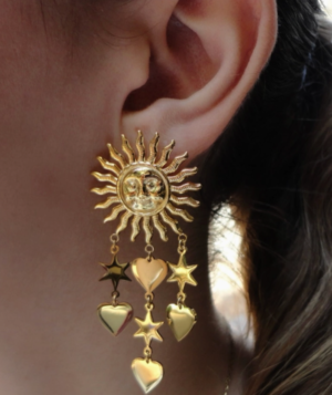 Sol-By the Sea Dangle Statement Earrings- 14K Steel