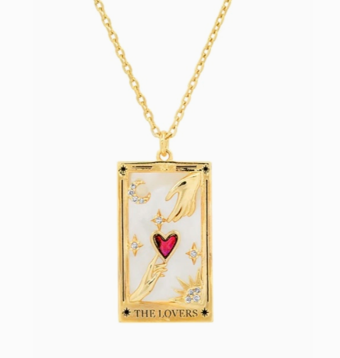 Tarot Card Necklace- Lovers 14K Gold Stainless Steel
