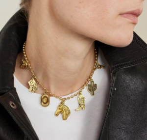 Year of the Horse- Charm and Bead Pvd Necklace- 18K Gold
