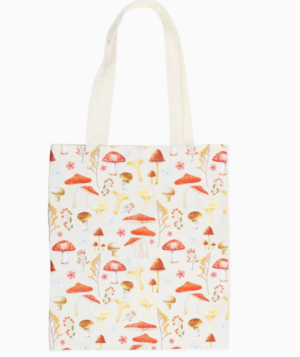 Mushroom Print Cotton Tote Bag