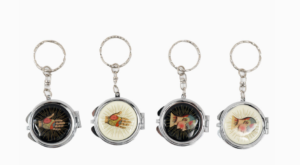 Phrenology and Palmistry Keyring with Mirror