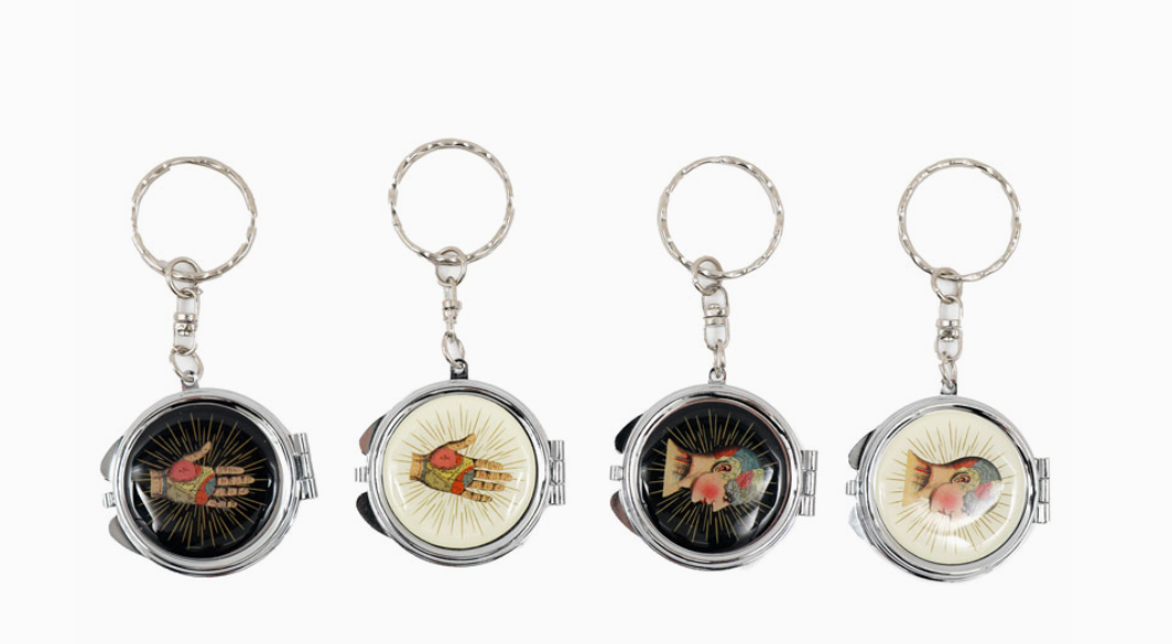 Phrenology and Palmistry Keyring with Mirror