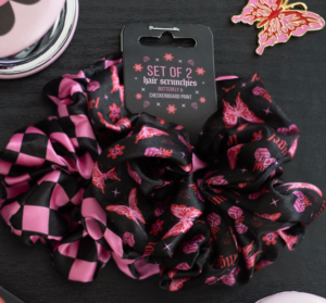 Set of 2 Pink Y2K Butterfly and Checkerboard Hair Scrunchies
