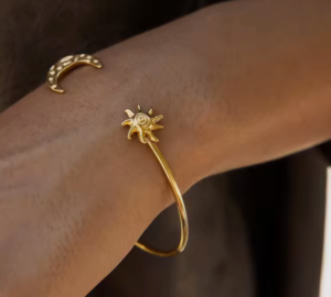 New Moon Open Cuff Bracelet- 18K Gold- Waterproof