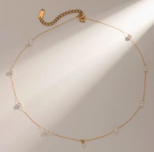 Panthea- Pearl Necklace Stainless Steel 14K Gold Necklace