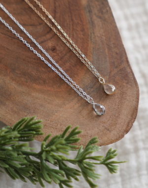 Silver crystal drop necklace