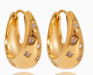 Showgirl-Star Galaxy-18K Gold Thick Hoop Earrings-Waterproof