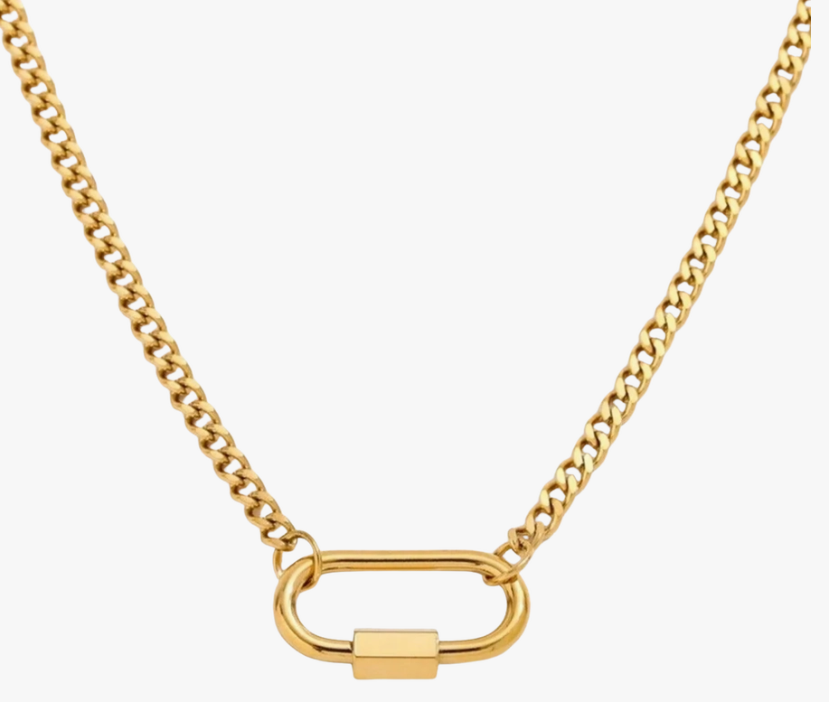 Carabiner Necklace- cuban chain