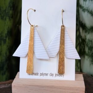 Gold & White Geometric Earrings