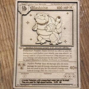 Blastoise wooden Pokémon card