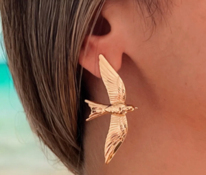 Take Flight- Swallow Bird 18K Gold Earring Pvd