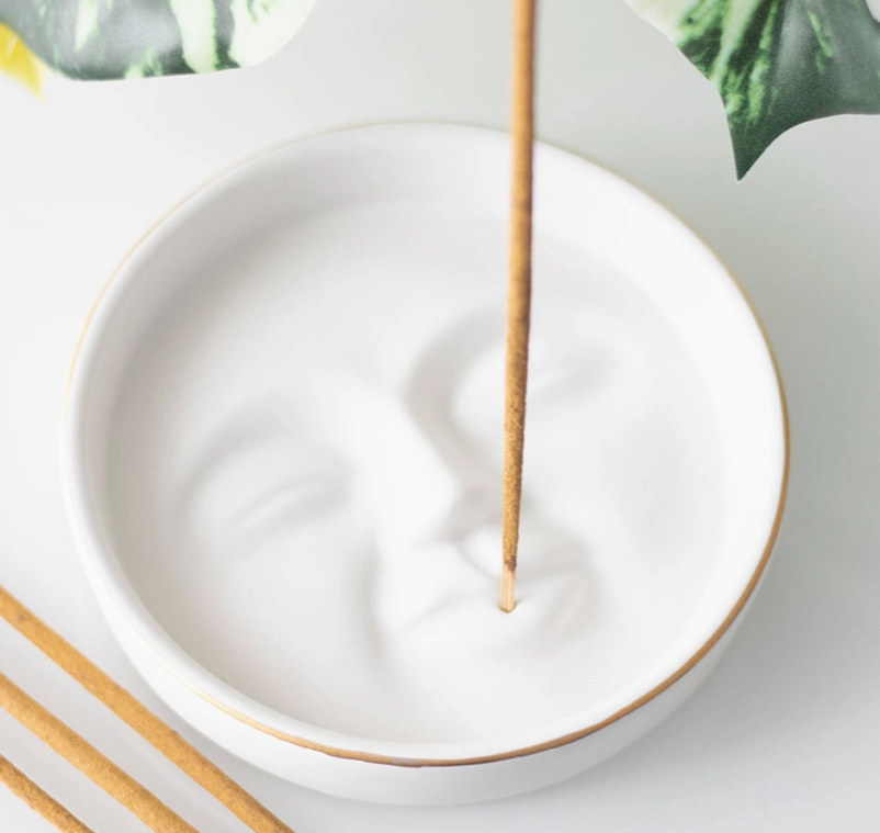 moon face incense holder