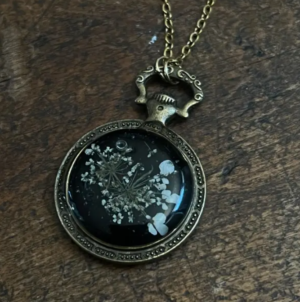 pocket watch floral necklace