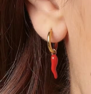 cornicello charm hoop earrings