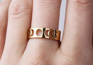 moon phase cut out band ring