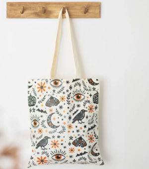 frightful folk tote bag